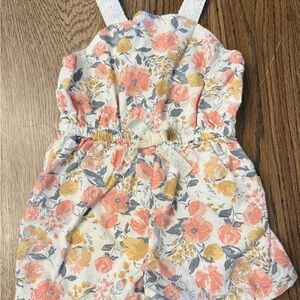 Tommy Bahama BOHO Floral Kids Romper Sz 3T - Pink, Yellow, Gray Lace Detail BI